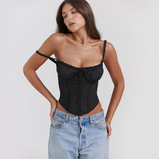 Damen Corsage-Top mit Rüschendetails und verstellbaren Trägern EB