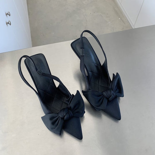 Damen Slingback Pumps mit verspieltem Schleifendesign EB
