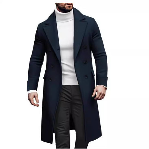 Herren eleganter Doppelmantel mit breitem Revers und praktischen Taschen EB