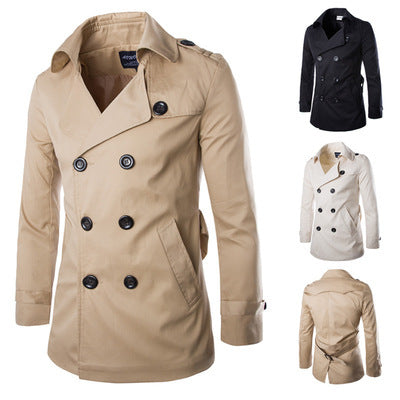 Herren eleganter Trenchcoat mit doppelter Knopfleiste und seitlichen Eingrifftaschen EB