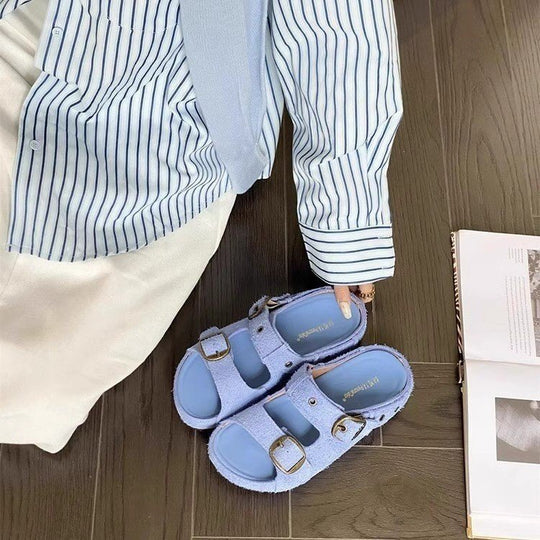 Damen bequeme Clogs mit verstellbarem Schnallenverschluss und weichem Innenfutter EB