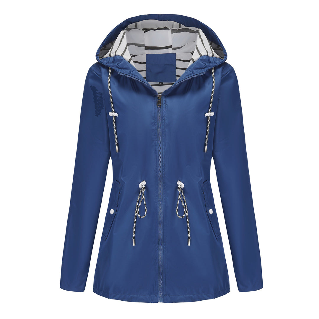 Damen nan leichte wasserdichte Parka Regenjacke mit Taillen-Kordelzug EB