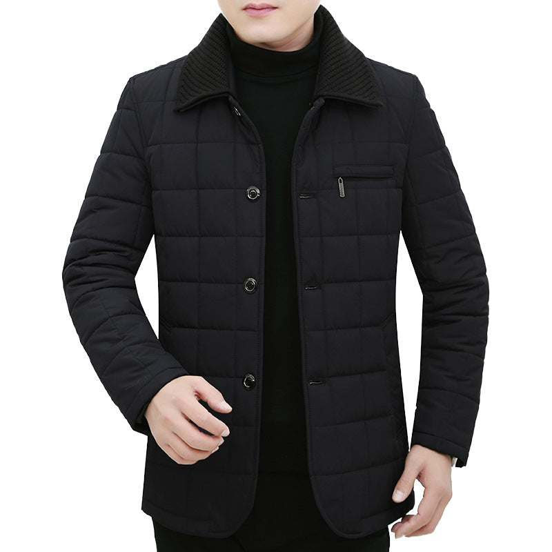 Herren Steppjacke mit Boxsteppung, Cordkragen und Brust-Reißverschlusstasche EB