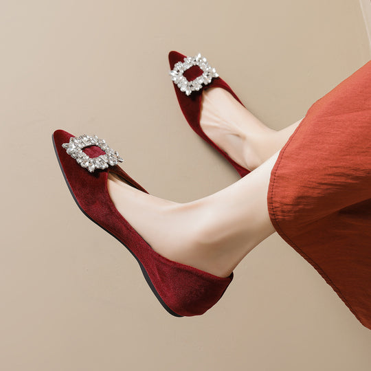 Damen elegante Ballerinas mit strassbesetztem Detail EB