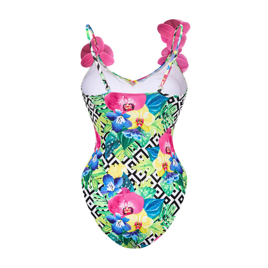 Damen Blumenmuster Badeanzug und Rock Set EB