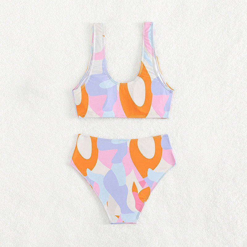 Damen Hoch geschnittenes Bikini-Set mit modischem V-Ausschnitt EB