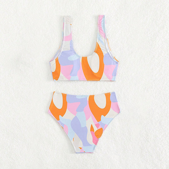 Damen Hoch geschnittenes Bikini-Set mit modischem V-Ausschnitt EB