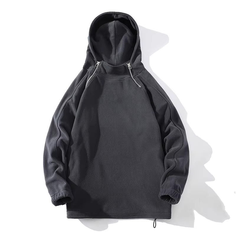 Herren Fleece Hoodie mit Reißverschluss und hohem Kragen EB