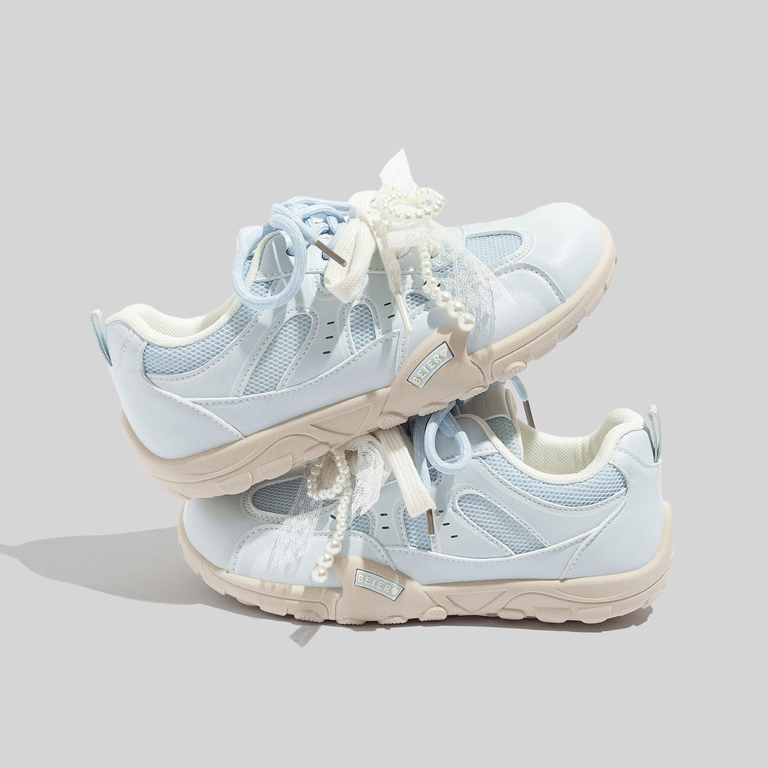 Damen Sportliche Sneaker mit stilvollen Perlenapplikationen und atmungsaktivem Obermaterial EB