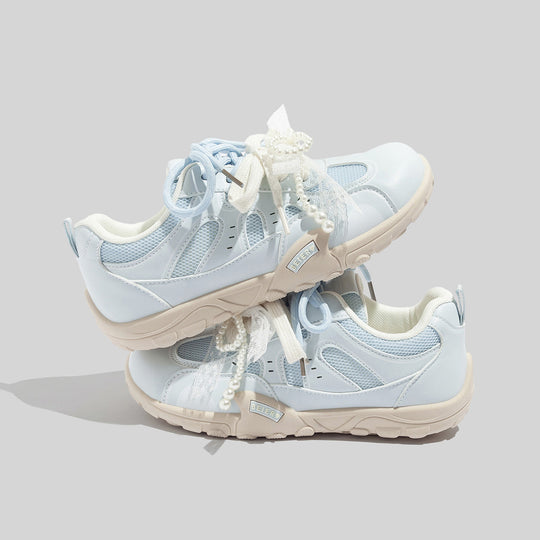 Damen Sportliche Sneaker mit stilvollen Perlenapplikationen und atmungsaktivem Obermaterial EB