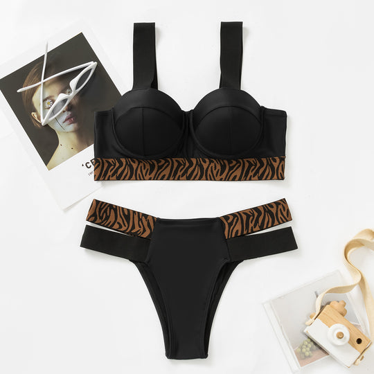 Damen Triangel-Bikini mit dekorativem Tribal-Band EB