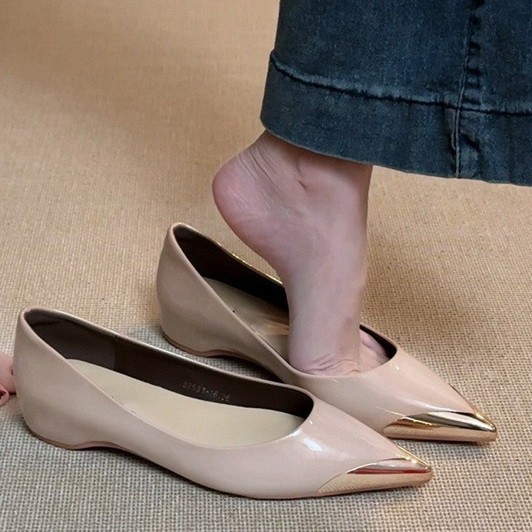 Damen spitze Ballerinas mit glänzendem Obermaterial und feinem Akzent EB