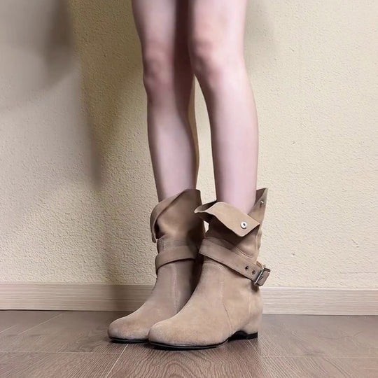 Damen Stiefeletten aus hochwertigem Wildleder mit modischem Schnallenakzent EB
