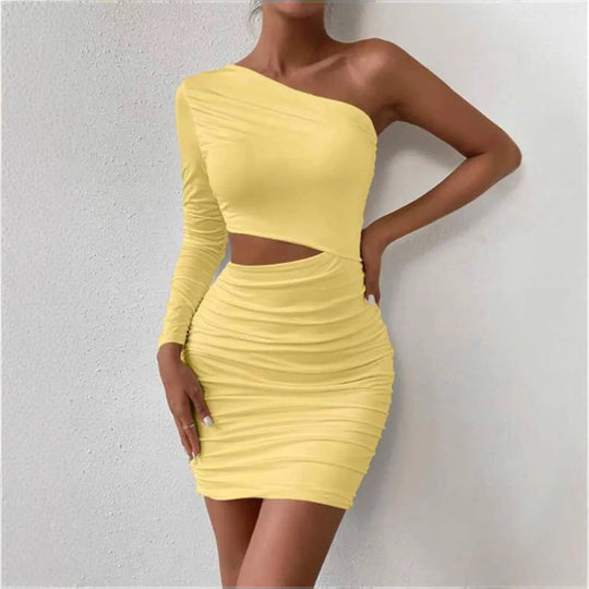 Damen figurbetontes Wickelkleid mit asymmetrischem Design und raffinierten Rüschendetails EB