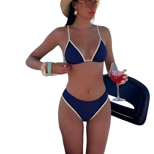Damen Triangel-Bikini mit hohem Beinausschnitt und verstellbaren Trägern EB