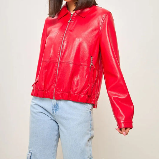 Damen modische Bomberjacke aus veganem EB