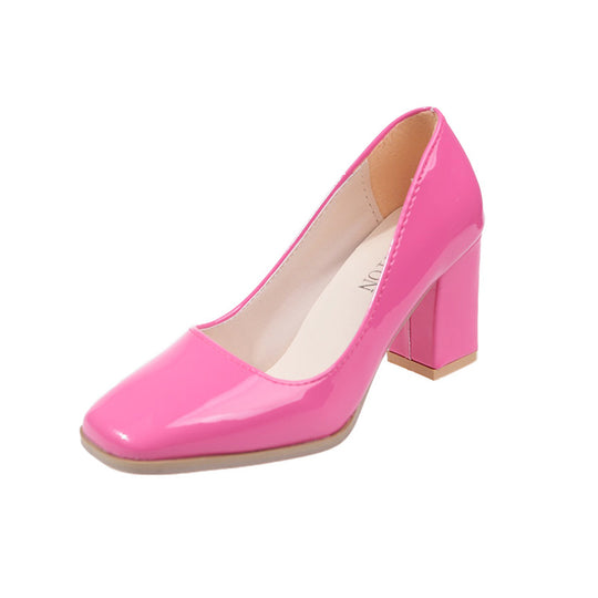 Damen elegante Pumps mit quadratischer Zehenkappe und hohem Blockabsatz EB