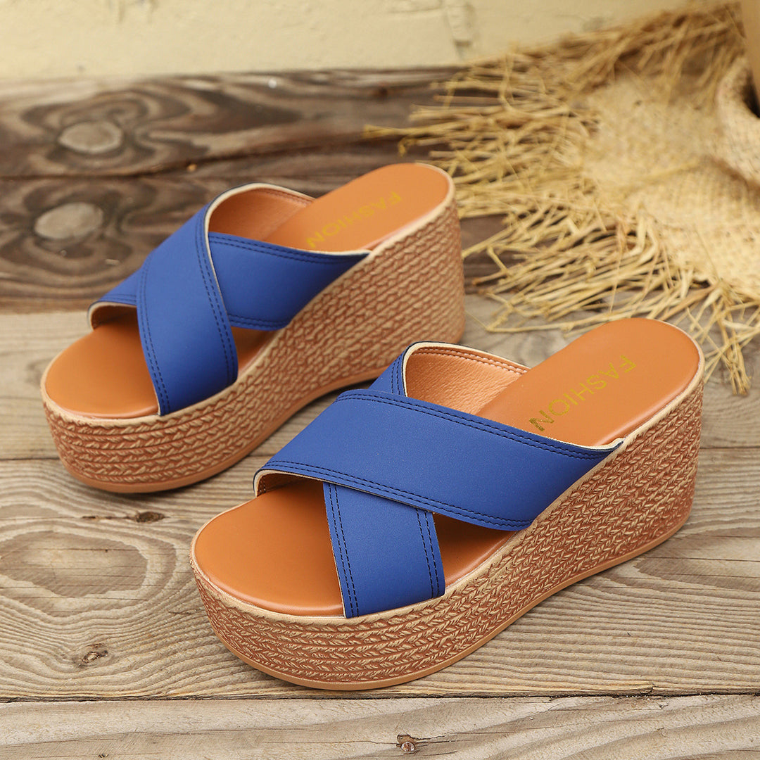 Damen Wedge-Pantoletten mit dekorativem geflochtenem Detail und rutschfester Sohle EB