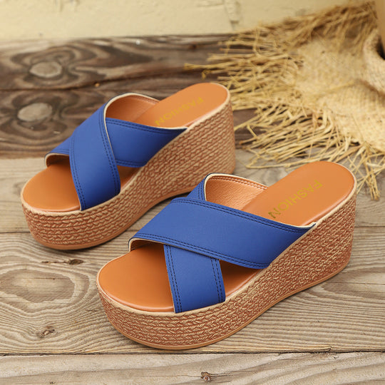 Damen Wedge-Pantoletten mit dekorativem geflochtenem Detail und rutschfester Sohle EB