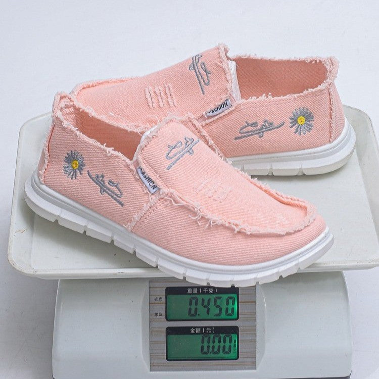 Damen lässige Slip-On Sneaker aus denimähnlichem Material EB