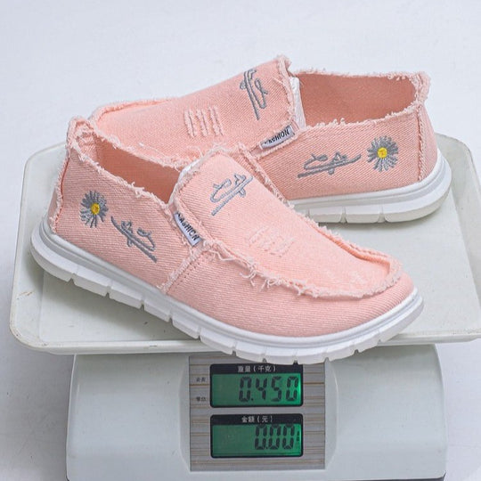 Damen lässige Slip-On Sneaker aus denimähnlichem Material EB