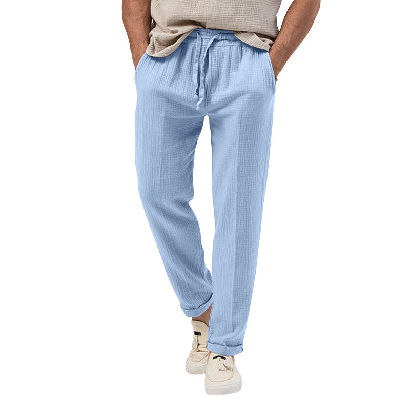 Herren nan lässige Leinen-Relaxhose mit elastischem Tunnelzugbund und praktischen Seitentaschen EB