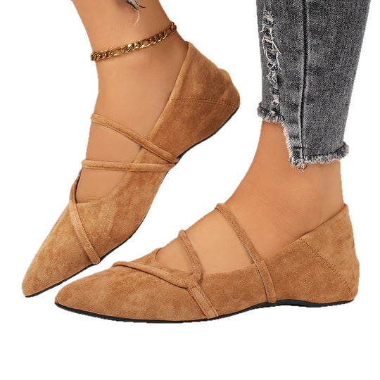 Damen elegante Ballerinas mit gewickeltem Riemendesign und weichem Obermaterial EB