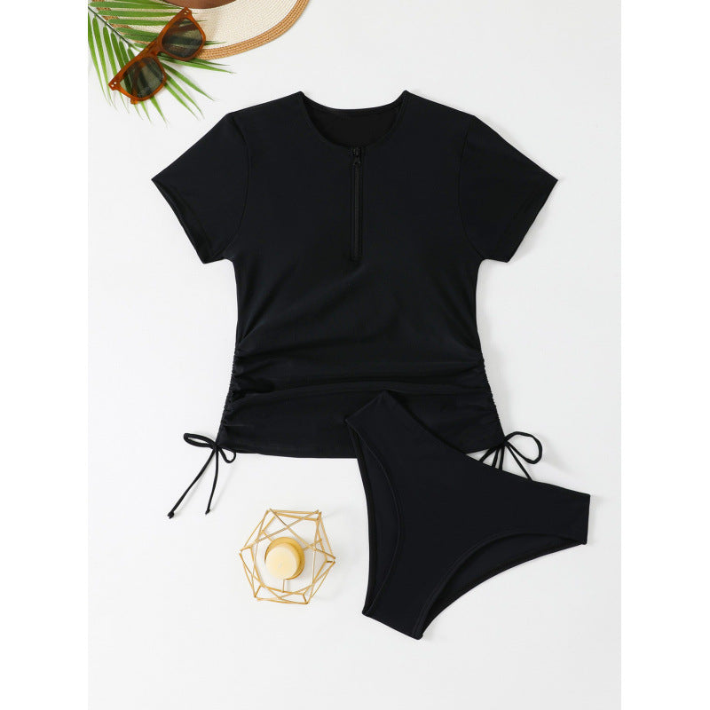 Damen Sportliches Bikini-Set mit kurzem Oberteil und verstellbaren Seiten EB