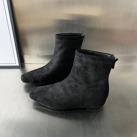 Damen Ankle Boots aus hochwertigem Wildleder mit dekorativem Reißverschluss EB