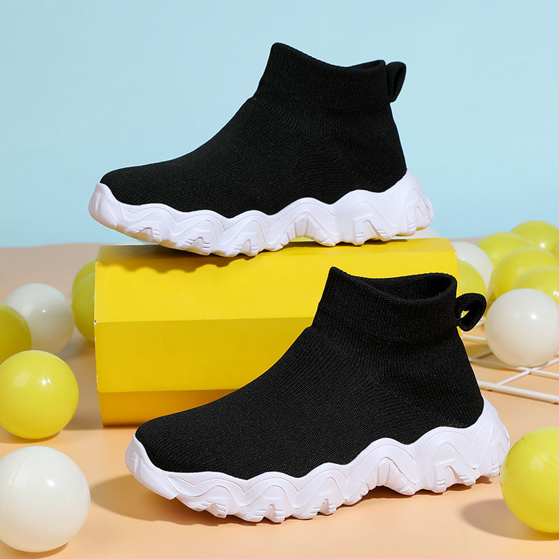 Damen High-Top Sneakers mit elastischem Strick-Obermaterial und rutschfester Sohle EB