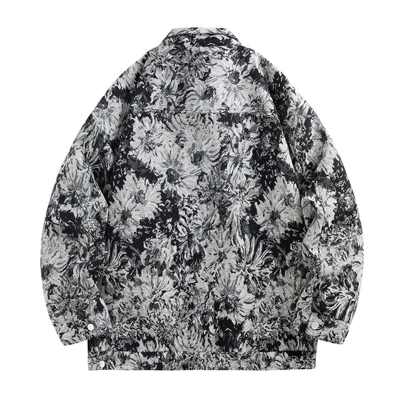 Damen modische Blousonjacke mit floralem Muster EB