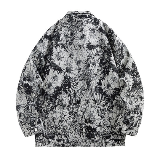 Damen modische Blousonjacke mit floralem Muster EB
