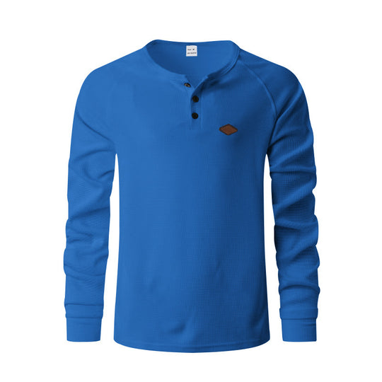 Herren Langarmshirt mit Knopfleiste und Struktur EB