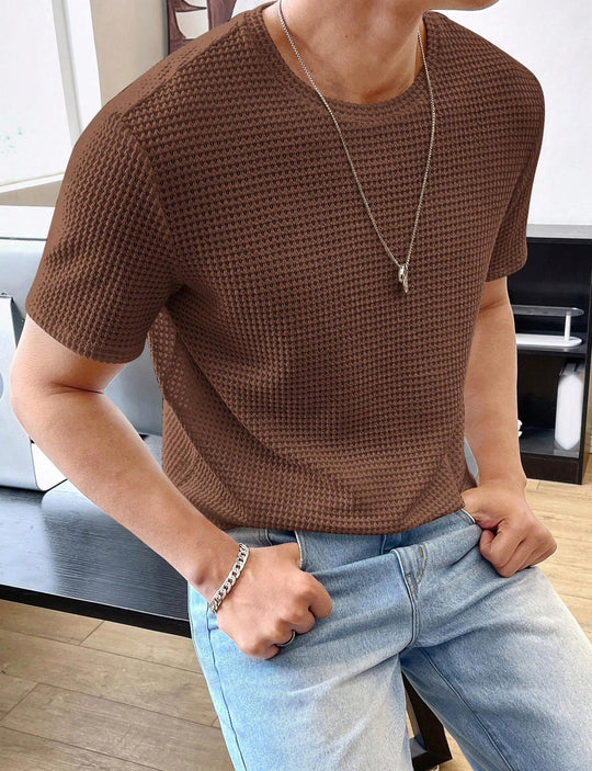Herren lässiges Struktur-T-Shirt aus atmungsaktivem Material EB