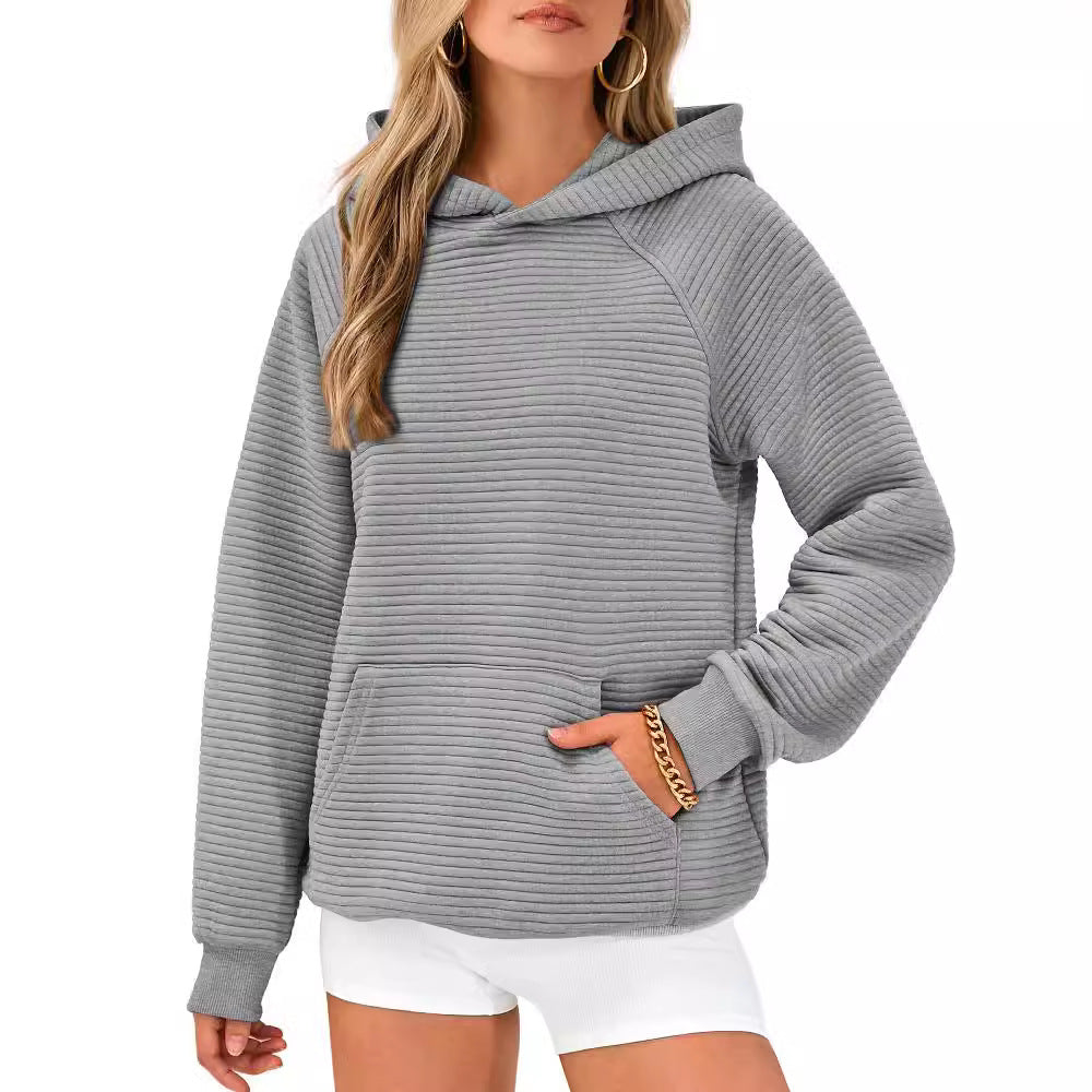 Damen modischer Kapuzenpullover mit strukturiertem Oberflächenmuster EB