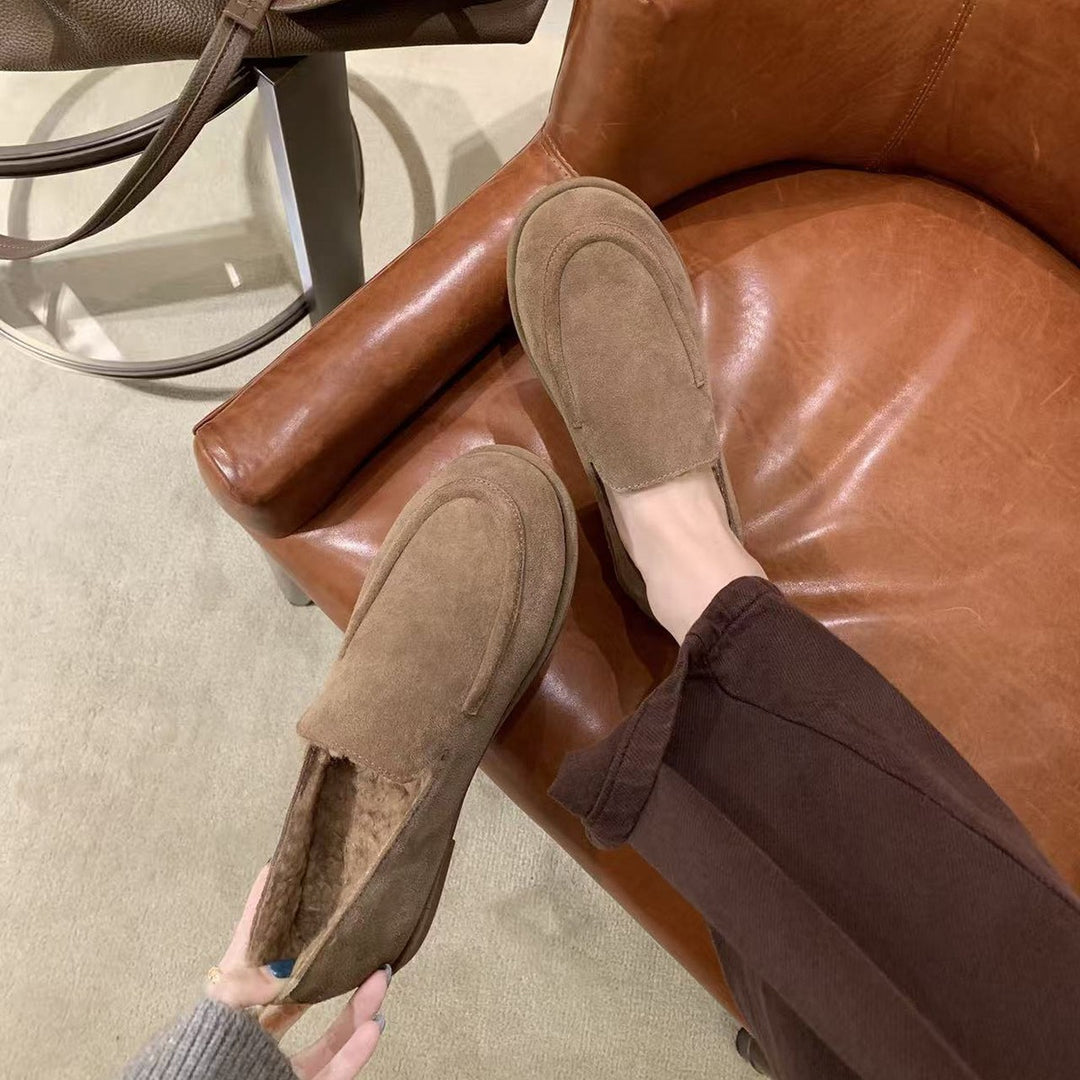 Damen Mokassins mit wärmendem Innenfutter und elegantem Wildleder-Design EB