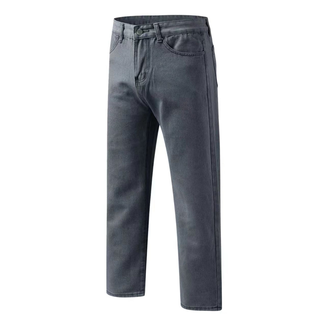 Damen gerade geschnittene Jeanshose mit hohem Bund und klassischen Details EB