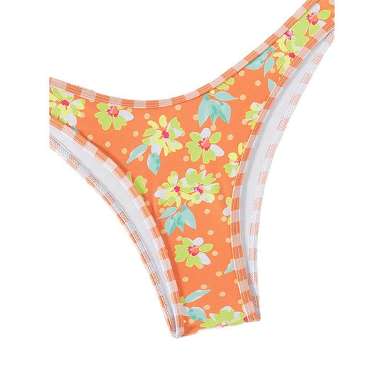 Damen Triangel-Bikini mit floralem Design und verspielten Bindebändern EB