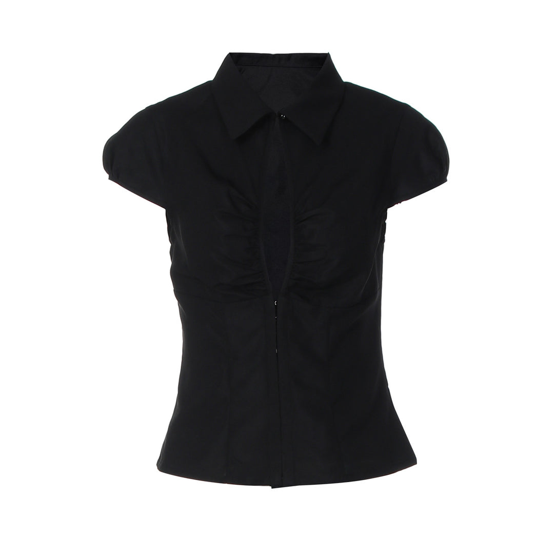 Damen Elegantes tailliertes Blusenshirt mit einem Reißverschluss EB