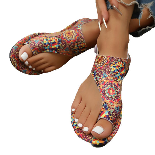 Damen bequeme Zehentrenner mit fesselndem Paisleymuster EB