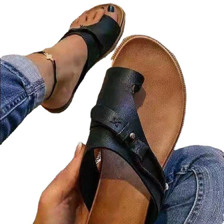 Damen komfortable Zehentrenner-Sandalen mit verstellbarem Riemen EB