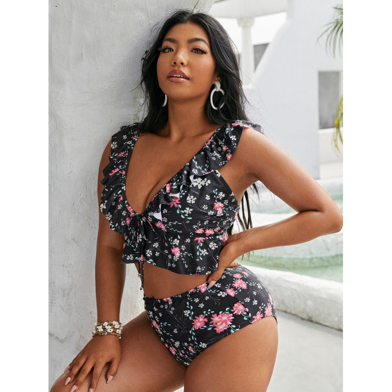 Damen Bikini-Set mit Rüschendesign und verstellbarem Oberteil EB