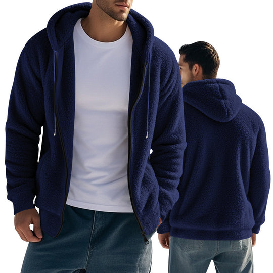 Herren nan Teddyfleece Kapuzenjacke mit Frontreißverschluss und Eingrifftaschen EB