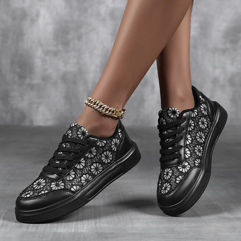 Damen Modische Sneakers mit floralen Akzenten und rutschfester Sohle EB