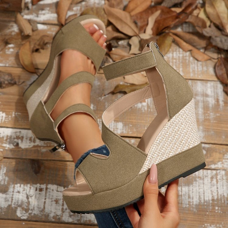 Damen Wedge-Sandaletten mit komfortablem Riemen-Design EB
