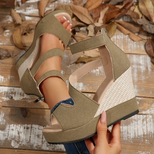 Damen Wedge-Sandaletten mit komfortablem Riemen-Design EB
