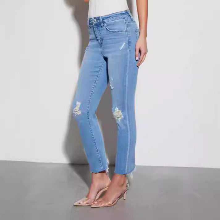 Damen Ripped Jeans mit elegantem Schnitt und modischen Details EB