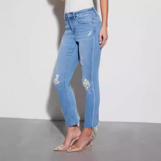 Damen Ripped Jeans mit elegantem Schnitt und modischen Details EB