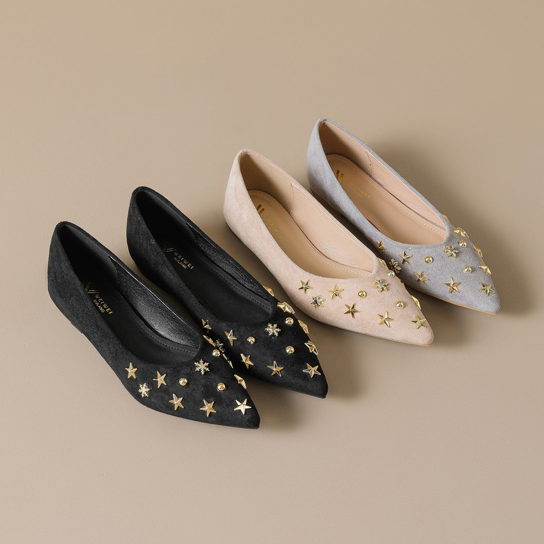 Damen Ballerinas mit funkelnden Details und schicker Sternenhimmel-Applikation EB