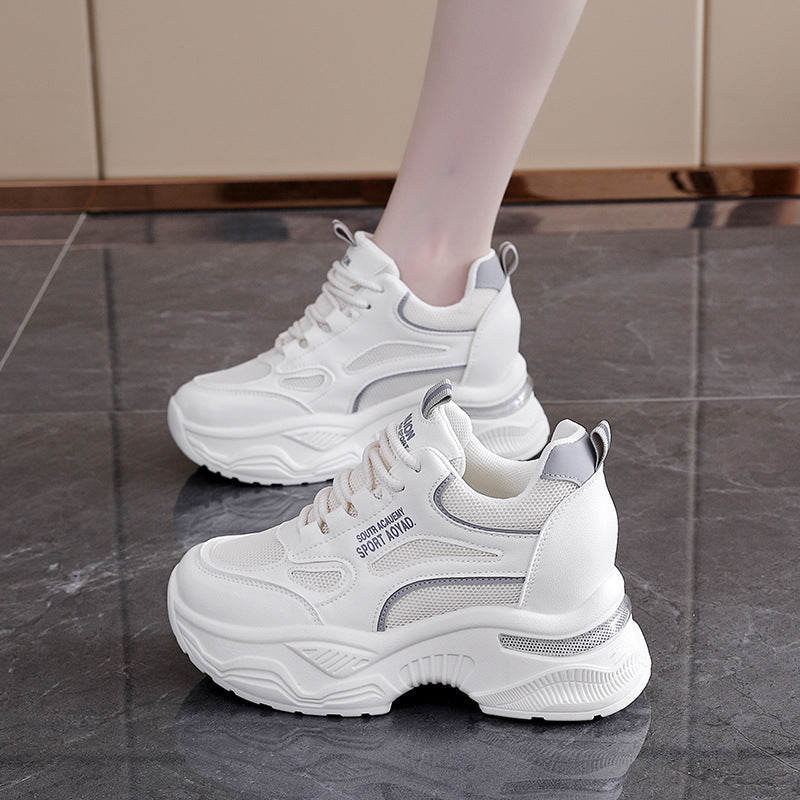 Damen Sportliche Sneaker mit dicker Dämpfung und atmungsaktiver Obermaterialstruktur EB